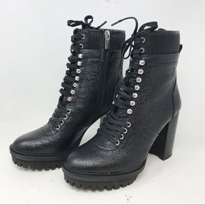Vince Camuto Ermania Leather Chunky Heeled Combat Boots Women's Size 8